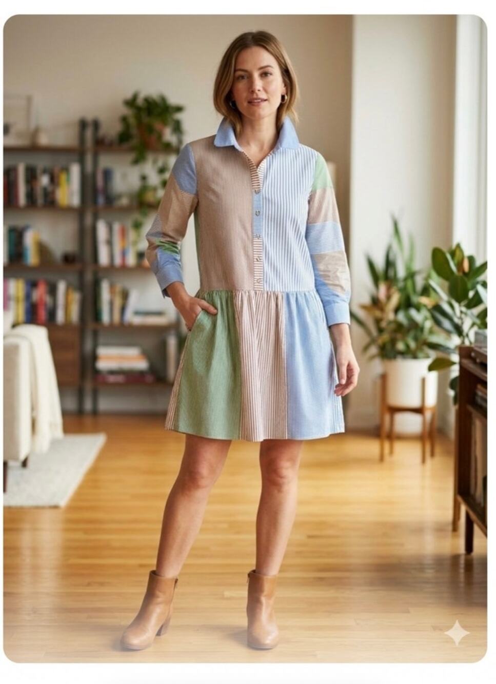 Tuckernuck Hayes Patchwork Stripe Dress S Coastal Preppy Boho Resort Americana